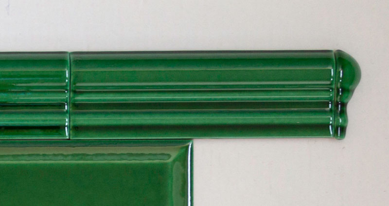 Kakel Victoria - Bröstlist 5 x 15 cm buteljgrön - sekelskiftesstil - gammaldags inredning - klassisk stil - retro