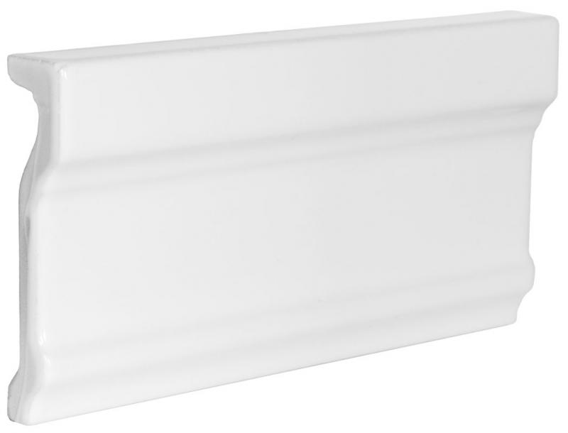 Kakel Victoria - Bröstlist 7.5 x 15 cm vit blank - sekelskifte - gammaldags inredning - retro - klassisk stil