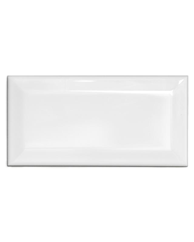 Flise, Victoria - Facetkant, 10 x 20 cm, hvid, blank