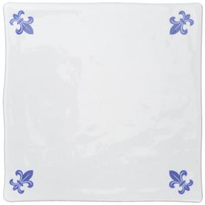 Kakel - Vit 13 x 13 cm blank - lätt vågigt lilja - retro - sekelskifte