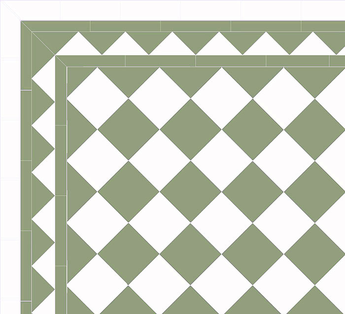 Granittkeramikk klinker - Sjakkrutete 15 x 15 cm lysegrønn/hvit - arvestykke - gammeldags dekor - klassisk stil - retro