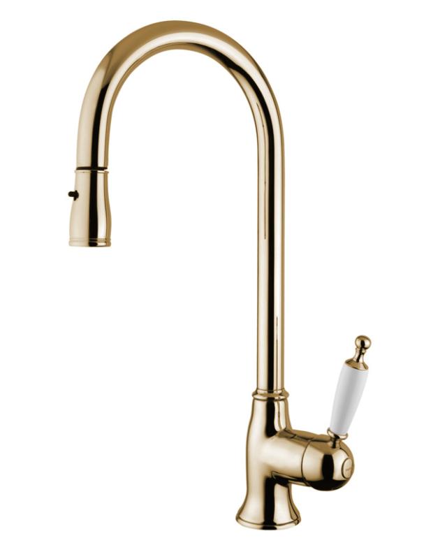 Kitchen Mixer - Oxford Brass with Pull-Out Hand Shower