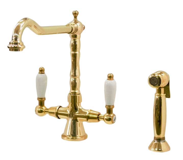 Kitchen Faucet - Chelsea brass with separate hand spray