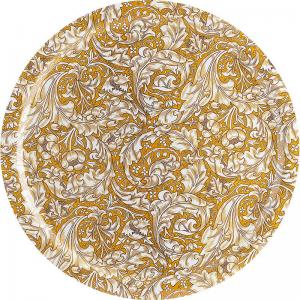 Stor rund bricka 49 cm - William Morris, Bachelors Button - gul - gammaldags inredning - klassisk stil - retro - sekelskifte