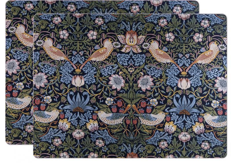 Bordbrikke 2-pakning - William Morris, Strawberry Thief - arvestykke - gammeldags dekor - klassisk stil - retro - sekelskifte