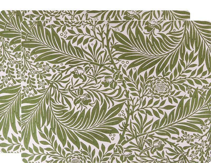 Bordstablett 2-pack - William Morris, Larkspur - grönt - gammaldags inredning - klassisk stil - retro - sekelskifte