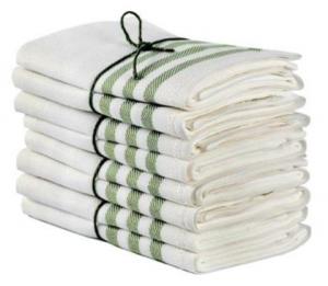 Kjøkkenhåndkle 2-pakning - Lin 50x70 cm, stripe hvit/grønn - arvestykke - gammeldags dekor - klassisk stil - retro - sekelskifte