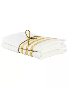 Kjøkkenhåndkle 2-pakning - Lin 50x70 cm, stripe hvit/oker