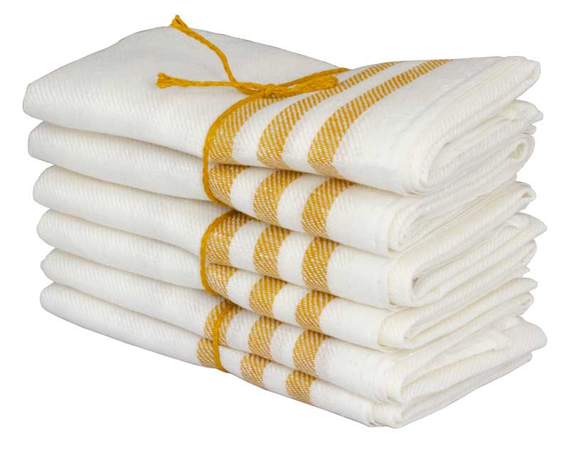 Kitchen towel 2-pcs - Linen 50 x 70 cm, stripe offwhitel/ocher