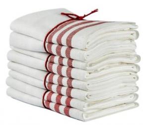 Kitchen towel 2-pcs - Linen 50 x 70 cm diagonal offwhite/red - old style - vintage style - classic interior - retro