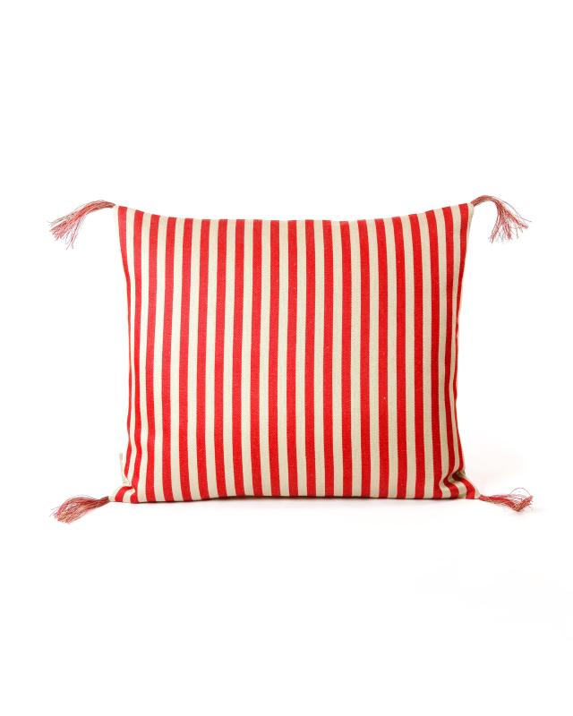 Bolster Pillow - Red Narrow Stripe