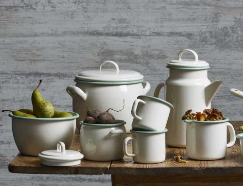 Kockums pots - Enamel white/green - old classic style