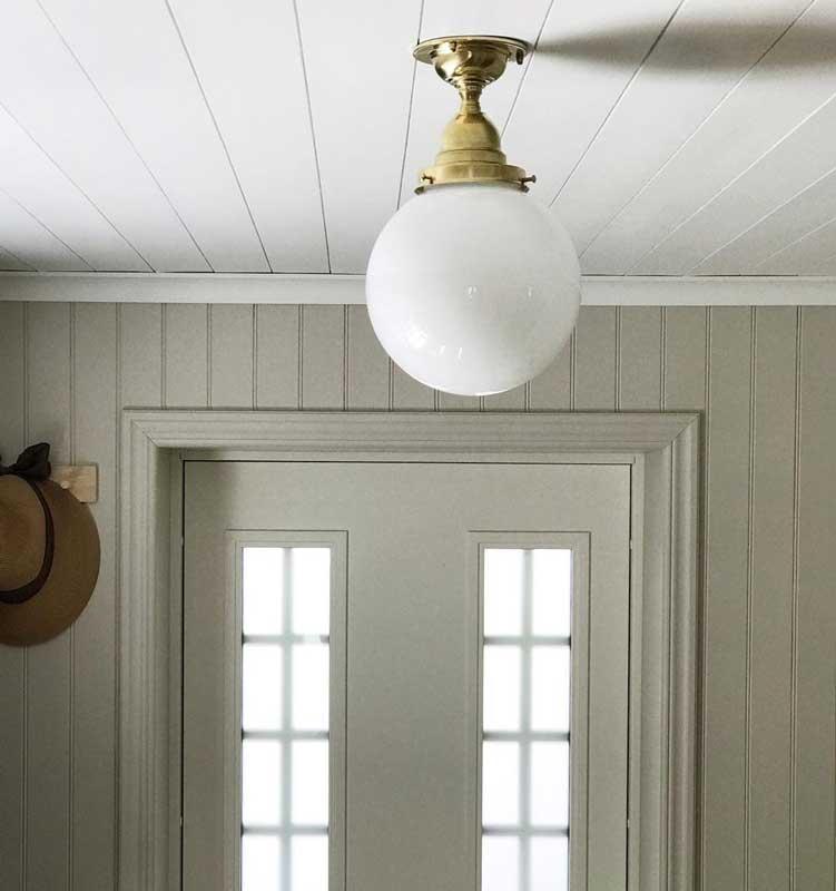 Taklampe - Byström 100, opalhvit kuppel - arvestykke - gammeldags dekor - klassisk stil - retro - sekelskifte