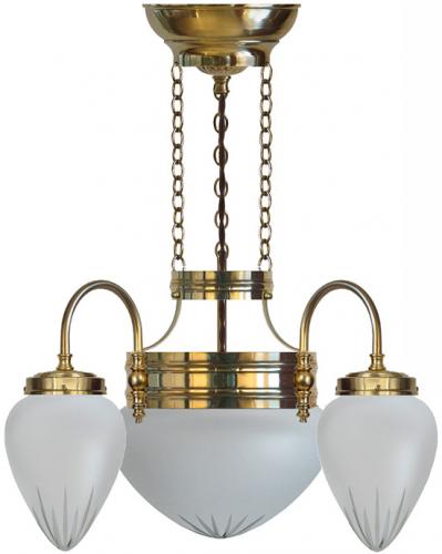 Chandalier - Three-armed ring chandelier with frosted glass