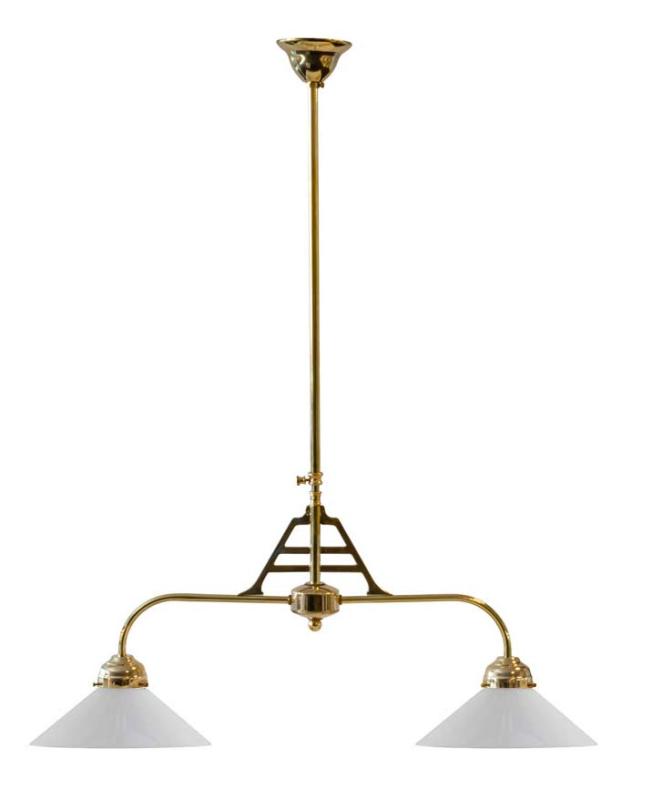Game Table Light - Art Nouveau Brass with Straight Shades