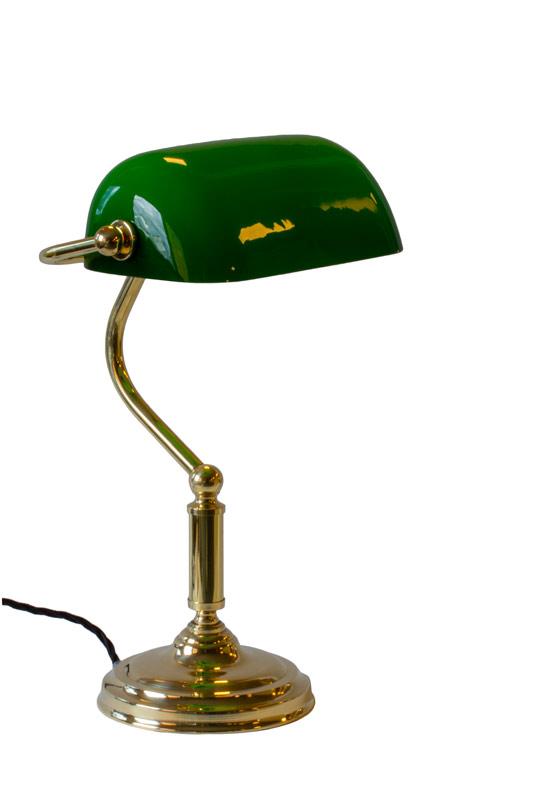 Bankers Lamp Classic Ols Style Table, Green Glass Brass Bankers Table Lamp