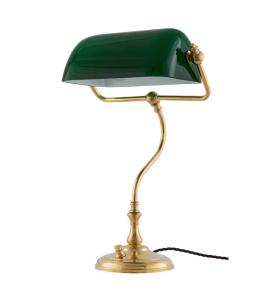 Bankierlampe - KL Messing, grüner Schirm