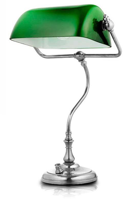 Bankers Lamp Nickel With Green Shade, Bankers Lamp Green Shade