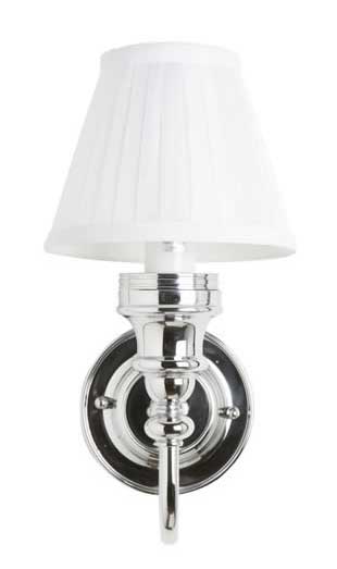 Baderomslampe Burlington - Vegglampe med hvit stoffskjerm