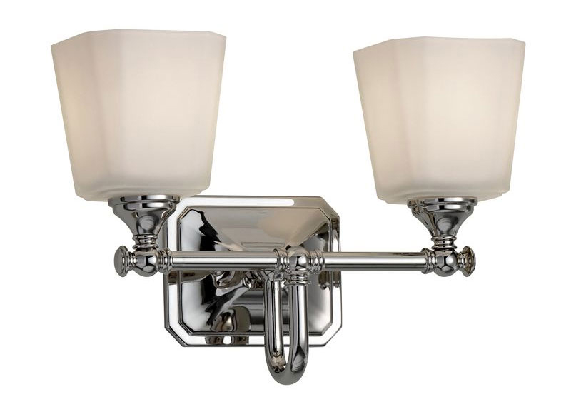 Baderomslampe - Vegglampe Addislade toarmet krom/frostet hvit glass - arvestykke - gammeldags dekor - klassisk stil - retro - sekelskifte
