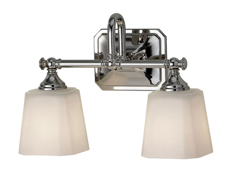 Baderomslampe - Vegglampe Addislade toarmet krom/frostet hvit glass