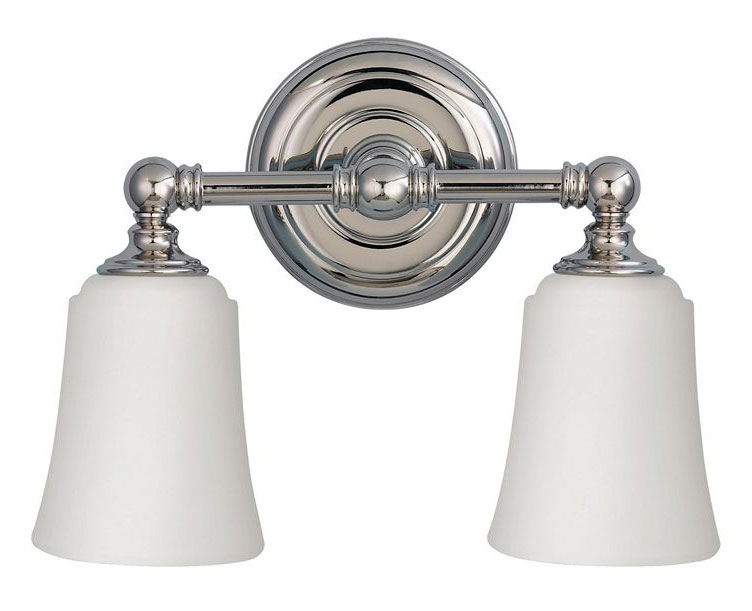 Badrumslampa - Vägglampa Coquet tvåarmad krom/frost - sekelskiftesstil - gammaldags inredning - klassisk stil - retro