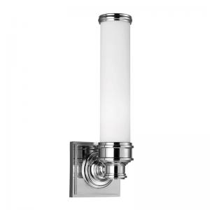 Baderomslampe - vegglampett Longford II krom/hvit-frostet - arvestykke - gammeldags dekor - klassisk stil - retro