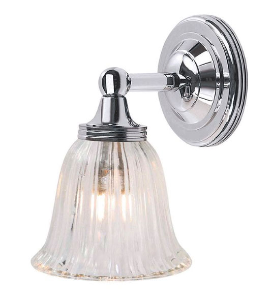 Baderomslampe - Vegglampe Truro krom/glass - arvestykke - gammeldags dekor - klassisk stil - retro