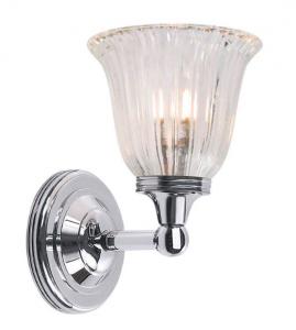 Badrumslampa 20-tal - Vägglampa Truro krom/glas - sekelskiftesstil - gammaldags inredning - klassisk stil - retro