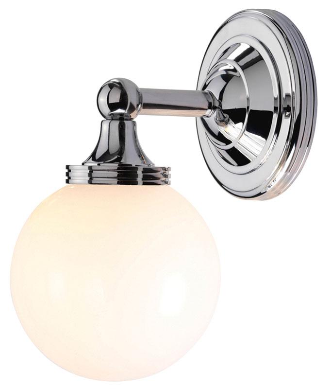Baderomslampe - Vegglampe Truro krom/hvit - arvestykke - gammeldags dekor - klassisk stil - retro - sekelskifte