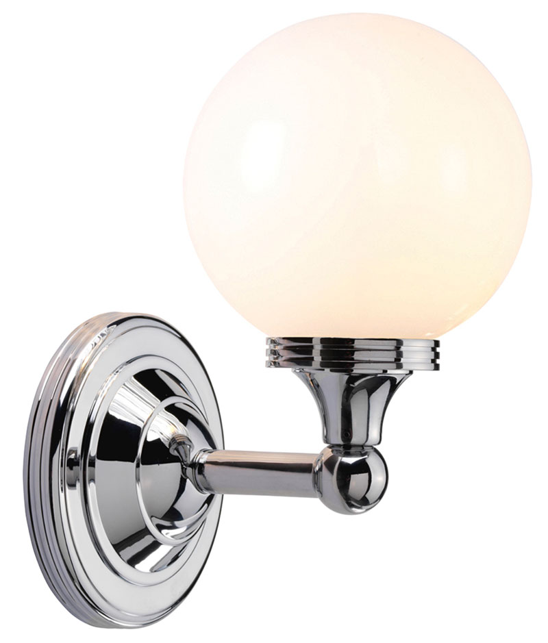 Badrumslampa 20-tal - Vägglampa Truro krom/vit - sekelskiftesstil - gammaldags inredning - klassisk stil - retro