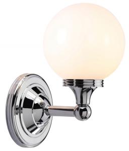Badrumslampa 20-tal - Vägglampa Truro krom/vit - sekelskiftesstil - gammaldags inredning - klassisk stil - retro