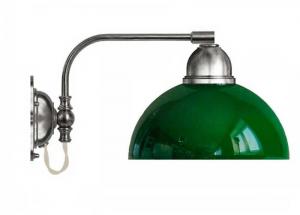 Vegglampe - Gripenberg nikkelbelagt grønn halvkule - arvestykke - gammeldags dekor - klassisk stil - retro