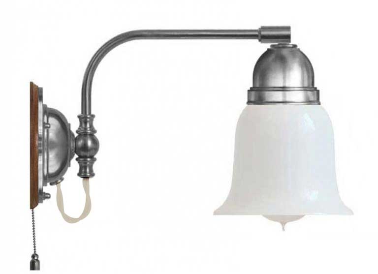 Vegglampe - Gripenberg nikkel opalhvit klokke - arvestykke - gammeldags dekor - klassisk stil - retro
