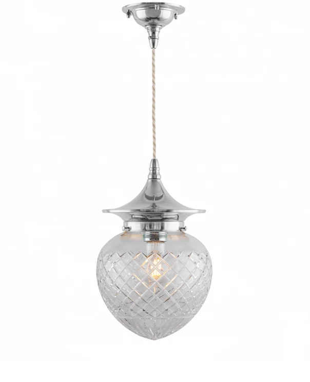 Ceiling Lamp - Dahlberg Cord Pendant 100 Nickel, Clear Glass Drop