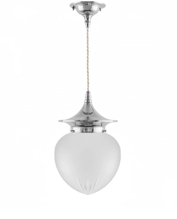 Ceiling Lamp - Dahlberg Cord Pendant 100 Nickel, Frosted Glass Drop