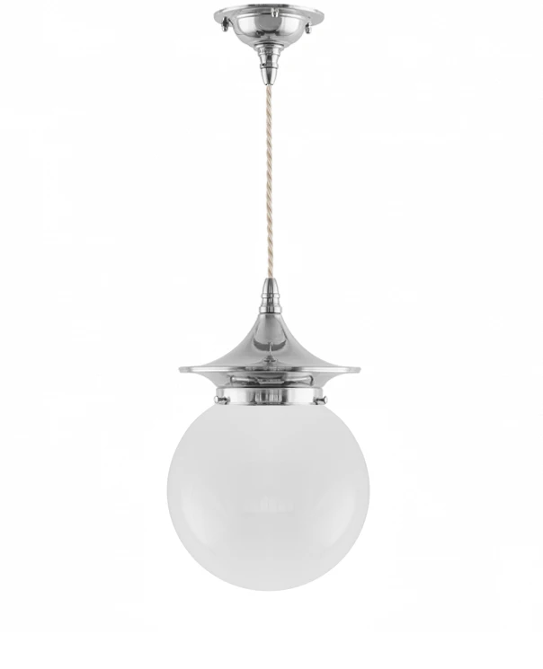 Ceiling Lamp - Dahlberg Cord Pendant 100 Nickel, Globe Shade