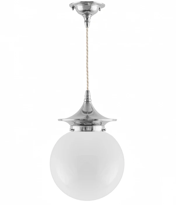 Ceiling Lamp - Dahlberg Cord Pendant 100 Nickel, Large Globe Shade