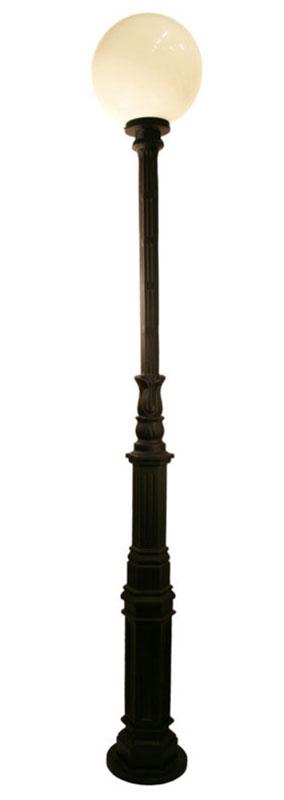 Lyktstolpe Ljuså förlängd - Vit klotskärm 400 mm - gammaldags inredning - klassisk stil - retro - sekelskifte