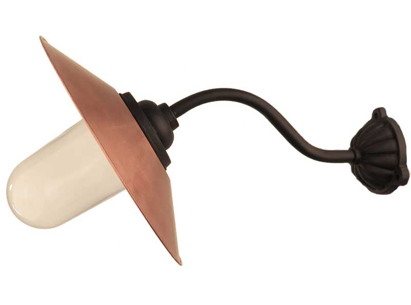 Utomhuslampa - Stallampa 35° krok, kopparskärm - sekelskiftesstil - gammaldags inredning - klassisk stil - retro