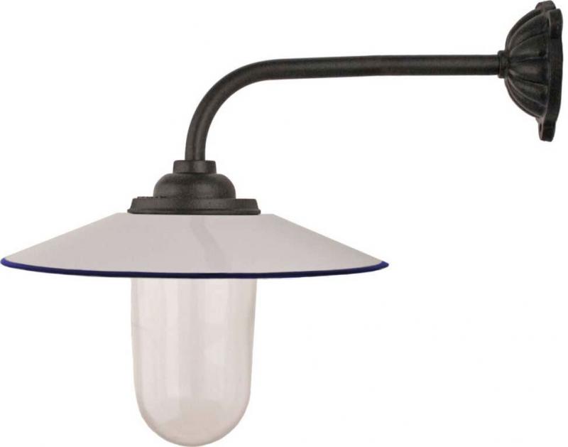 Udendørslampe - Staldlampe 90° lang bøjning, hvid skærm