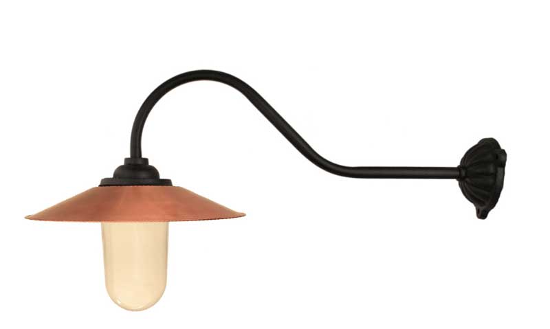 Outdoor Light - Fixed 90° Light with Hook Mount Arm, Copper Shade