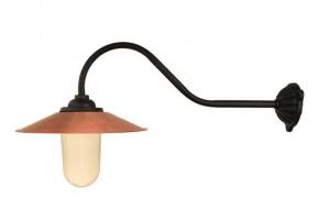 Utomhuslampa - Stallampa 90° krok, kopparskärm - gammaldags inredning - klassisk stil - retro -sekelskifte