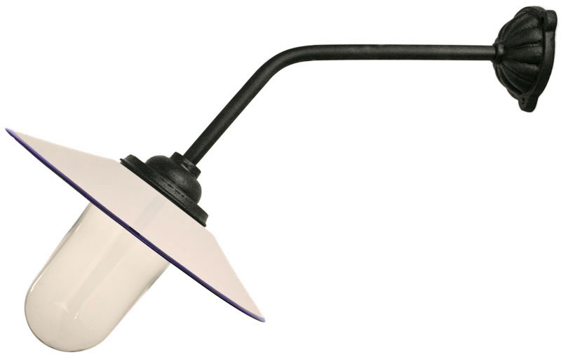 Udendørslampe - Staldlampe 45° lige lang, hvid skærm