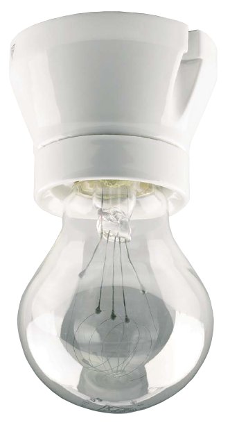 Klassische Lampenfassung aus weißem Porzellan - Fußlampenfassung gerade