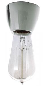 Lamphållare vit porslin - Fotlamphållare rak - sekelskifte - gammal stil - klassisk inredning - retro