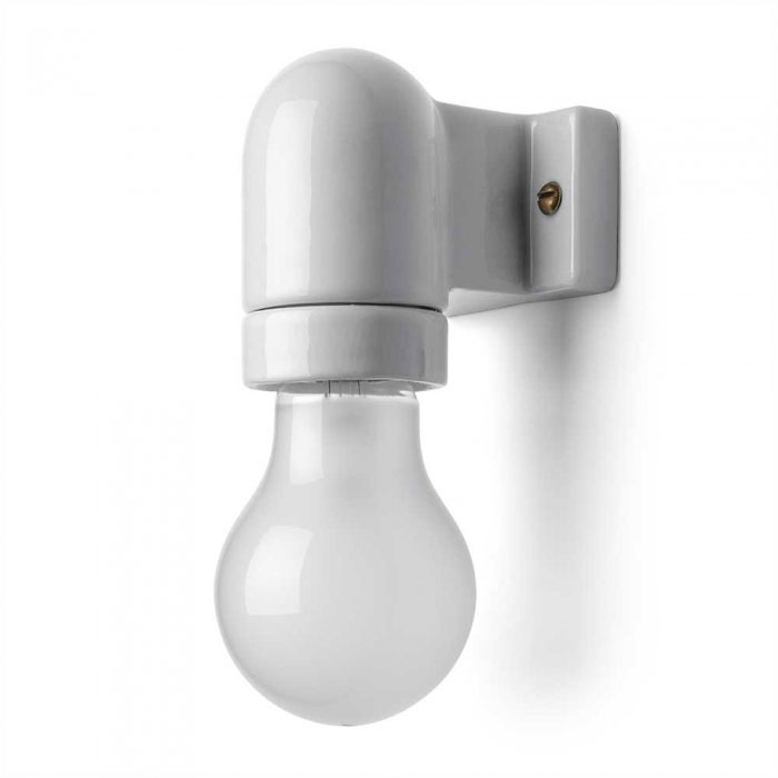 Lampesokkel hvit porselen - For veggmontering E27/Max 75W - arvestykke - gammeldags dekor - klassisk stil - retro - sekelskifte