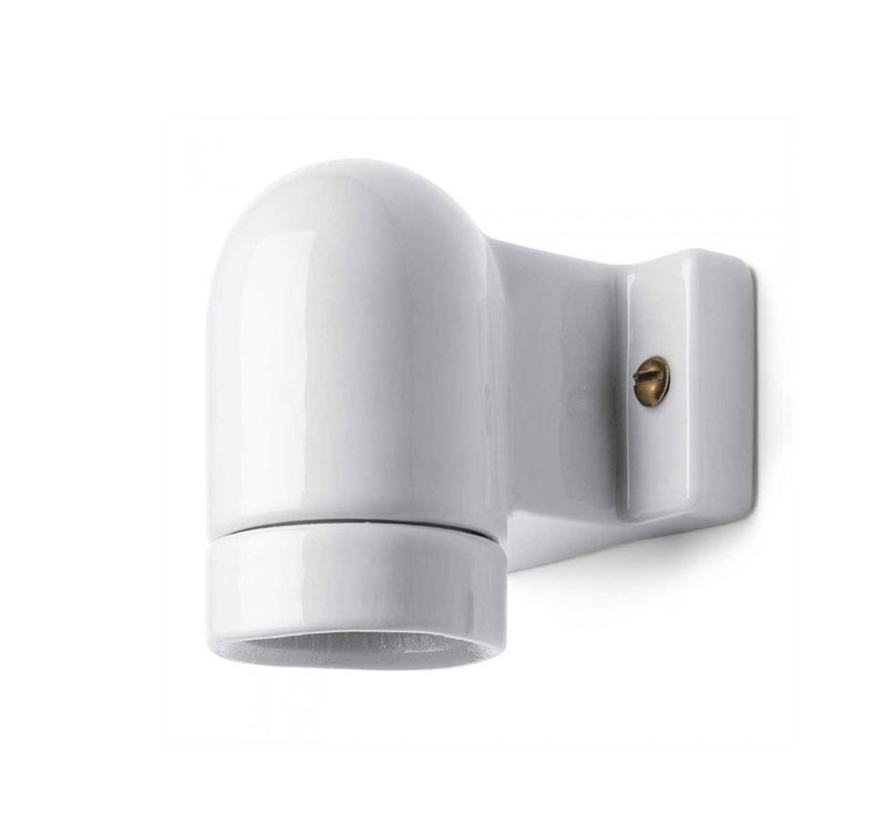 Lampesokkel hvit porselen - For veggmontering E27/Max 75W