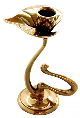 Candlestick - Art nouveau leaf brass - old style - vintage interior - oldschool style