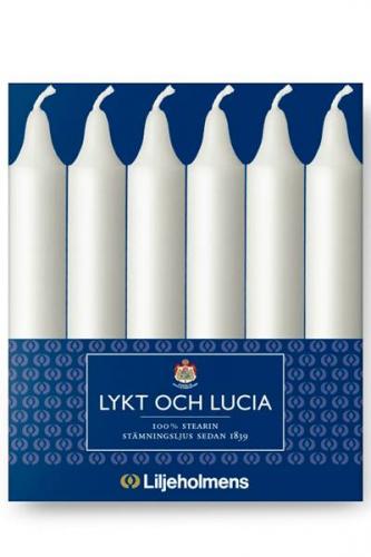Liljeholmens Lykt- & Lucia stearinlys - 6-pack hvit - arvestykke - gammeldags dekor - klassisk stil - retro - sekelskifte